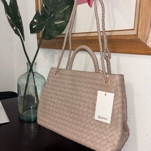Quince Woven Tan Shoulder Bag